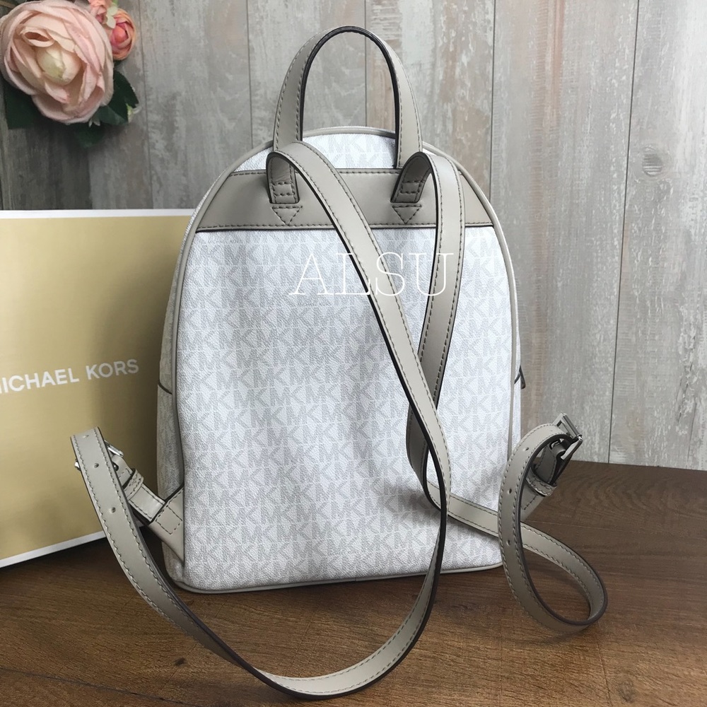 Michael Kors Abbey Med Backpack MiniLogo Br White - Picture 4 of 6